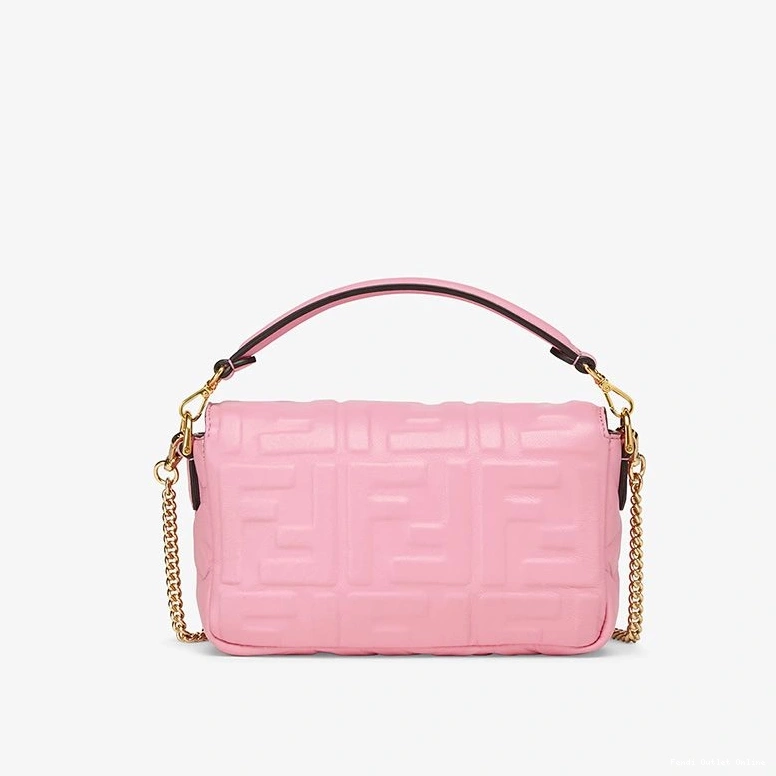 Cheap Leather In Nappa FF Mini Fendi Motif Baguette Bag Pink 0803